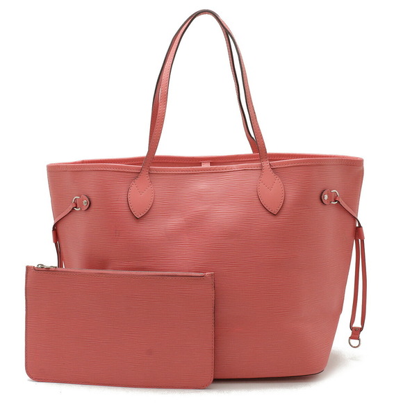 Louis Vuitton Tote Leather MM Shoulder Corail Pouch Epi Bag Pink Neverfull - Picture 1 of 9